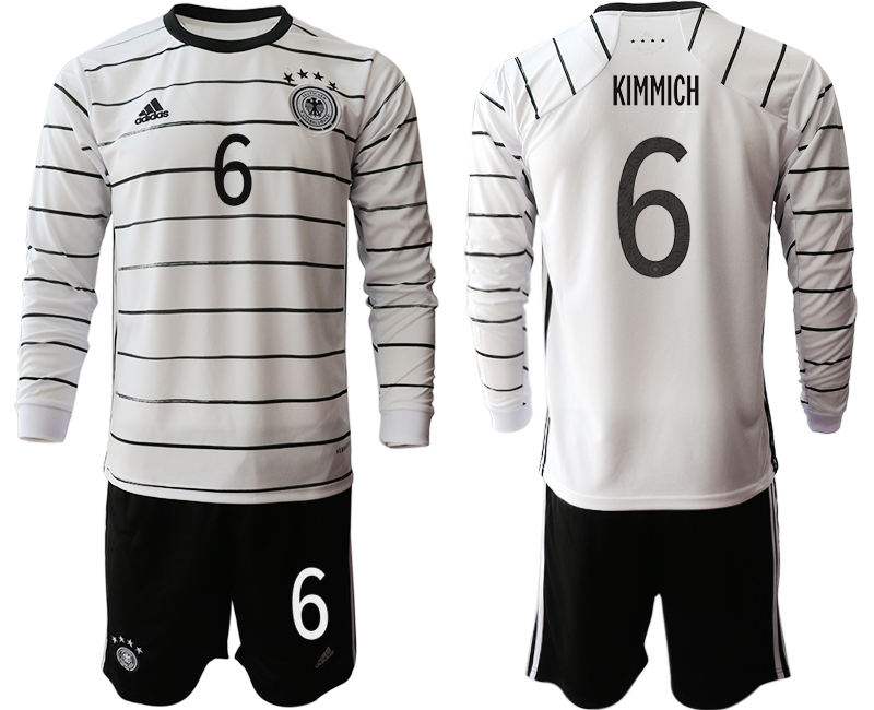 Men 2021 European Cup Germany home white Long sleeve #6 Soccer Jersey->germany jersey->Soccer Country Jersey